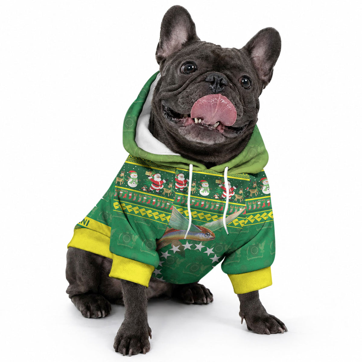 Meri Kiritimiti Cook Islands Christmas Pet Hoodie Maroro Flying Fish and White Stars LT9 - Polynesian Pride