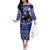 American Samoa Christmas Off The Shoulder Long Sleeve Dress Manuia le Kerisimasi Polynesian Tribal LT9 Women Blue - Polynesian Pride