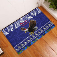 American Samoa Christmas Rubber Doormat Manuia le Kerisimasi Polynesian Tribal LT9 Blue - Polynesian Pride