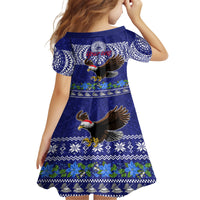 Personalised American Samoa Christmas Kid Short Sleeve Dress Manuia le Kerisimasi Polynesian Tribal LT9 - Polynesian Pride