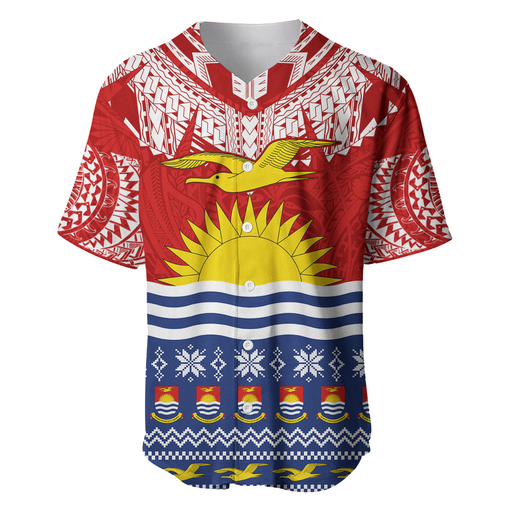 Kiribati Christmas Baseball Jersey Tekeraoi n Te Tiritimati Polynesian Tribal LT9 Red - Polynesian Pride