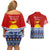 Kiribati Christmas Couples Matching Off Shoulder Short Dress and Hawaiian Shirt Tekeraoi n Te Tiritimati Polynesian Tribal LT9 - Polynesian Pride