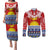 Kiribati Christmas Couples Matching Puletasi Dress and Long Sleeve Button Shirt Tekeraoi n Te Tiritimati Polynesian Tribal LT9 Red - Polynesian Pride