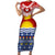 Kiribati Christmas Family Matching Short Sleeve Bodycon Dress and Hawaiian Shirt Tekeraoi n Te Tiritimati Polynesian Tribal LT9 Mom's Dress Red - Polynesian Pride