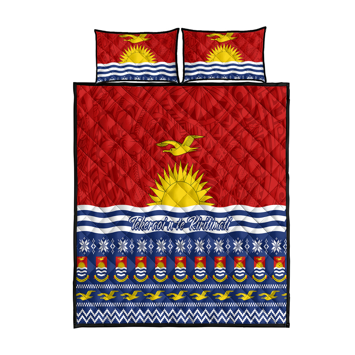 Kiribati Christmas Quilt Bed Set Tekeraoi n Te Tiritimati Polynesian Tribal LT9 Red - Polynesian Pride