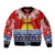 Kiribati Christmas Sleeve Zip Bomber Jacket Tekeraoi n Te Tiritimati Polynesian Tribal LT9 Unisex Red - Polynesian Pride