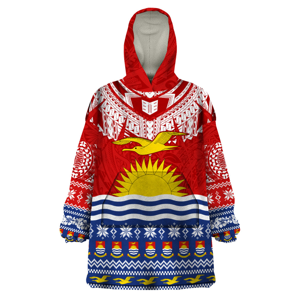 Kiribati Christmas Wearable Blanket Hoodie Tekeraoi n Te Tiritimati Polynesian Tribal LT9 One Size Red - Polynesian Pride