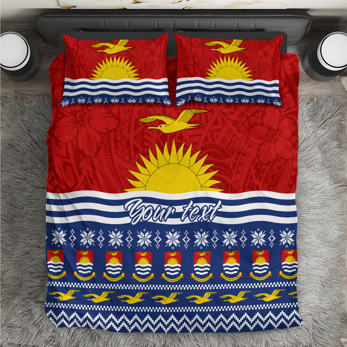 Personalised Kiribati Christmas Bedding Set Tekeraoi n Te Tiritimati Polynesian Tribal LT9 Red - Polynesian Pride