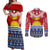 Personalised Kiribati Christmas Couples Matching Off Shoulder Maxi Dress and Long Sleeve Button Shirt Tekeraoi n Te Tiritimati Polynesian Tribal LT9 Red - Polynesian Pride