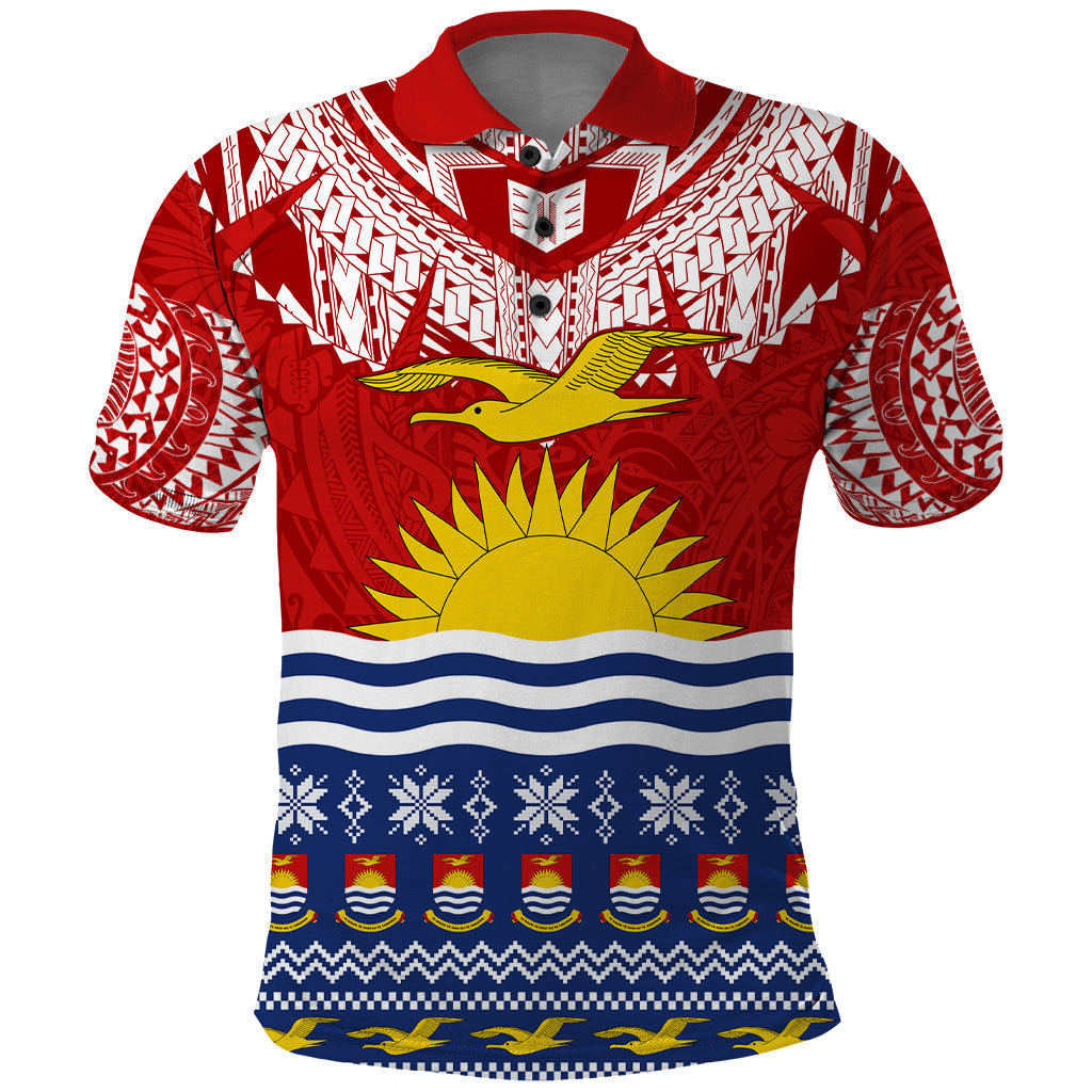 Personalised Kiribati Christmas Polo Shirt Tekeraoi n Te Tiritimati Polynesian Tribal LT9 Red - Polynesian Pride