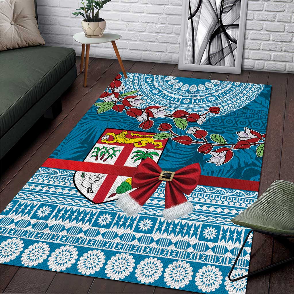 Fijian Tagimoucia Flowers Area Rug Christmas Coquette bow LT9 Blue - Polynesian Pride