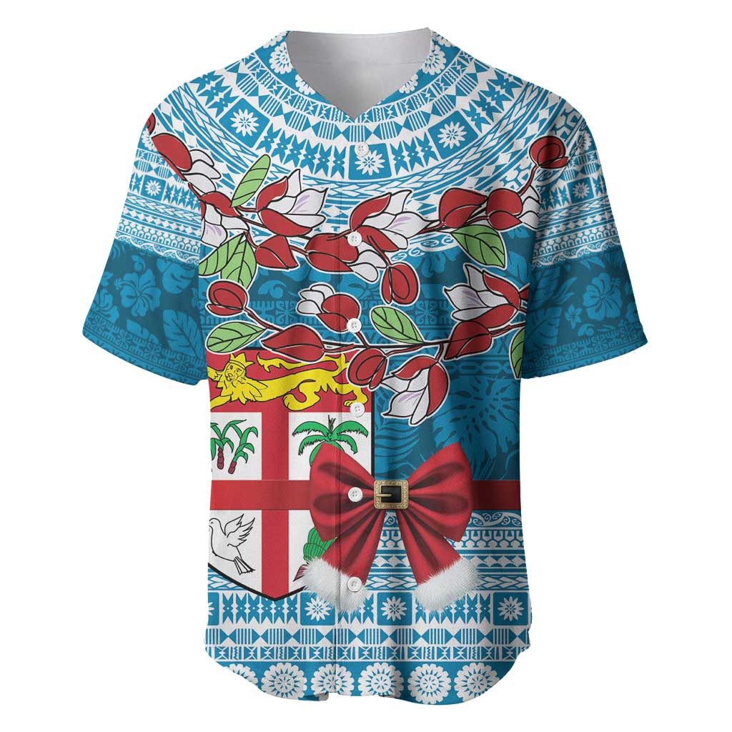 Fijian Tagimoucia Flowers Baseball Jersey Christmas Coquette bow LT9 Blue - Polynesian Pride