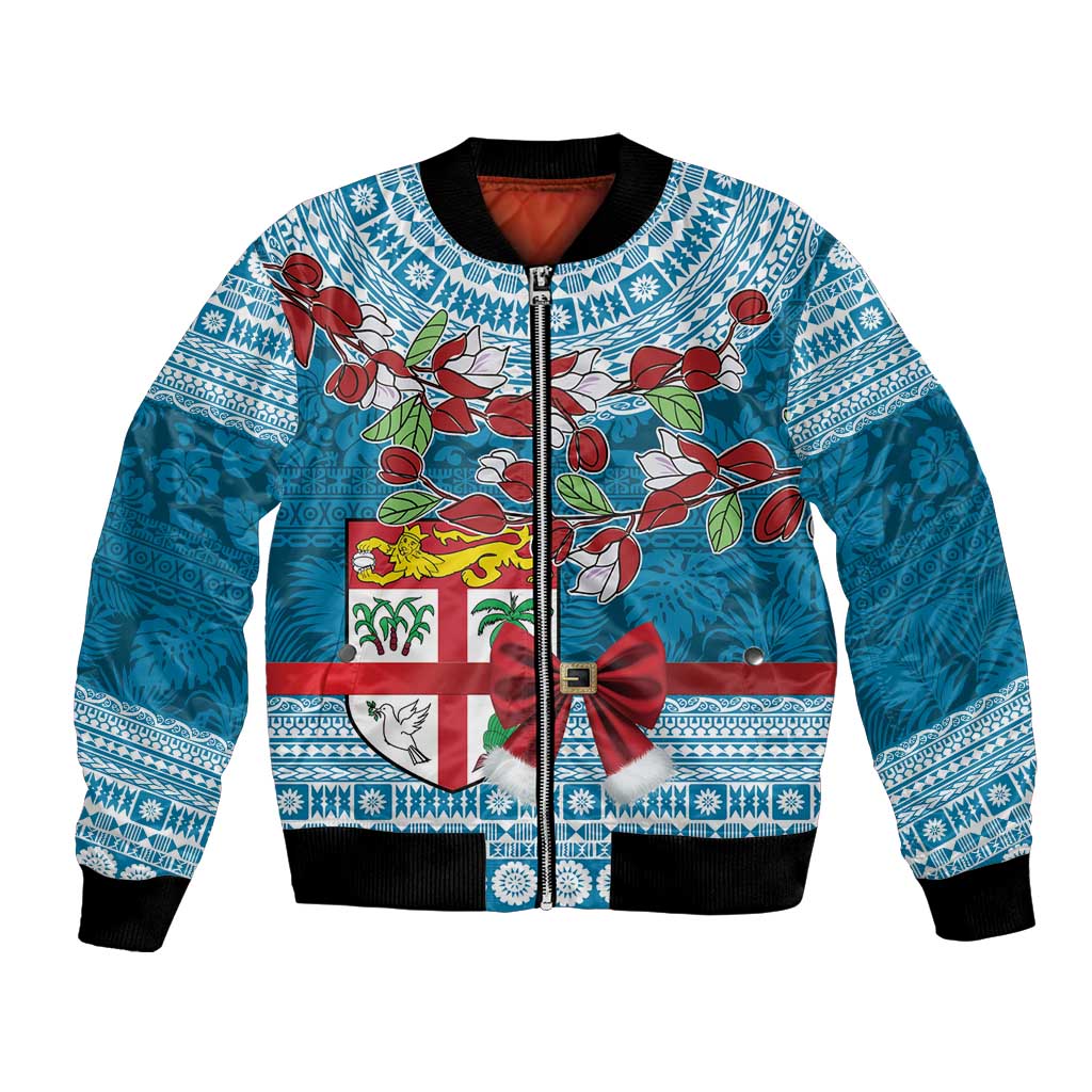 Fijian Tagimoucia Flowers Bomber Jacket Christmas Coquette bow LT9 Unisex Blue - Polynesian Pride