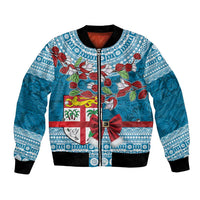 Fijian Tagimoucia Flowers Bomber Jacket Christmas Coquette bow LT9 Unisex Blue - Polynesian Pride