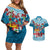 Fijian Tagimoucia Flowers Couples Matching Off Shoulder Short Dress and Hawaiian Shirt Christmas Coquette bow