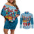 Fijian Tagimoucia Flowers Couples Matching Off Shoulder Short Dress and Long Sleeve Button Shirt Christmas Coquette bow