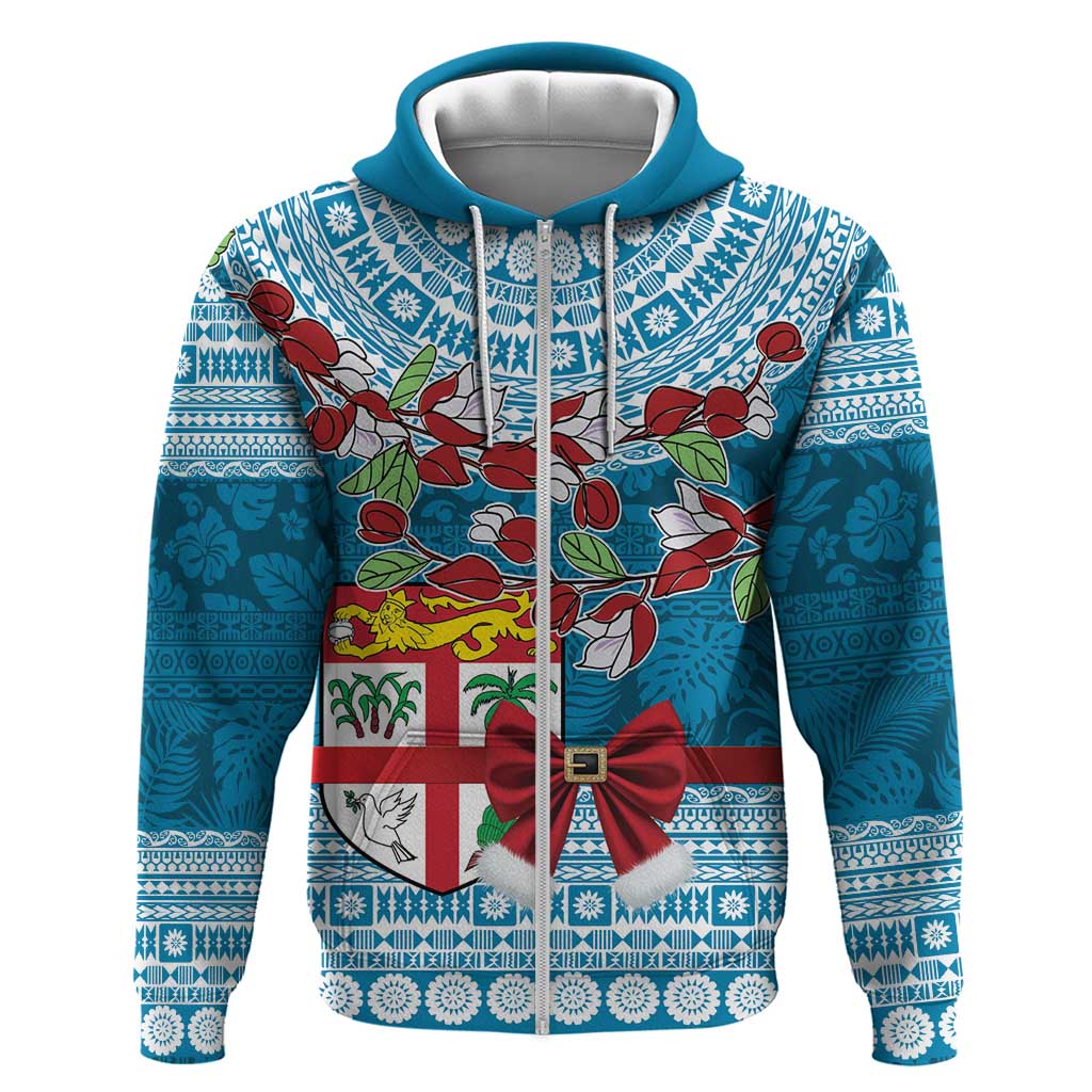Fijian Tagimoucia Flowers Hoodie Christmas Coquette bow LT9 Zip Hoodie Blue - Polynesian Pride