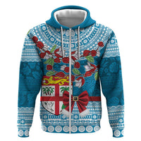 Fijian Tagimoucia Flowers Hoodie Christmas Coquette bow LT9 Zip Hoodie Blue - Polynesian Pride