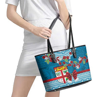 Fijian Tagimoucia Flowers Leather Tote Bag Christmas Coquette bow LT9 - Polynesian Pride