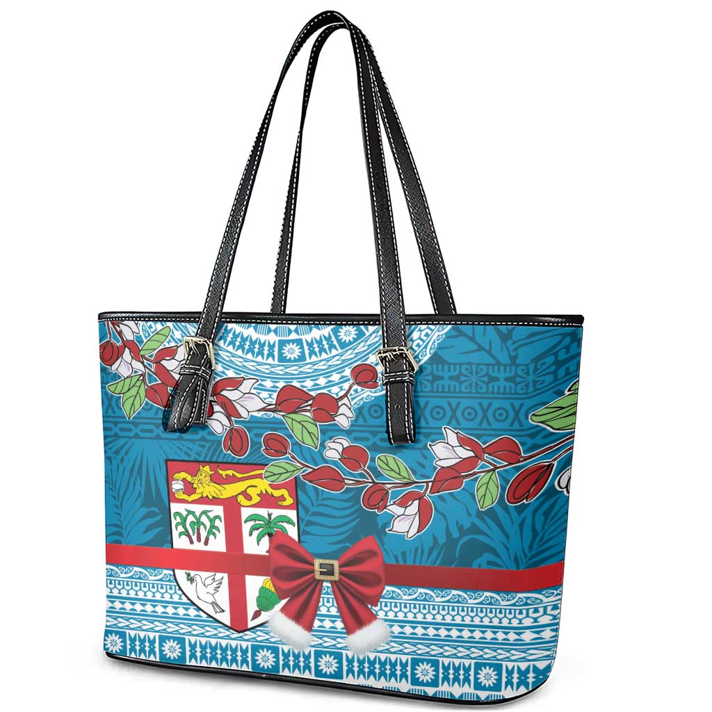 Fijian Tagimoucia Flowers Leather Tote Bag Christmas Coquette bow LT9 - Polynesian Pride