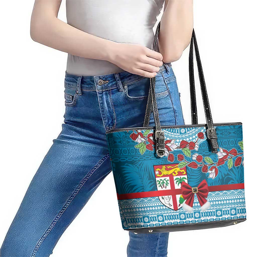 Fijian Tagimoucia Flowers Leather Tote Bag Christmas Coquette bow LT9 - Polynesian Pride