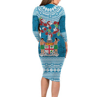 Fijian Tagimoucia Flowers Long Sleeve Bodycon Dress Christmas Coquette bow LT9 - Polynesian Pride