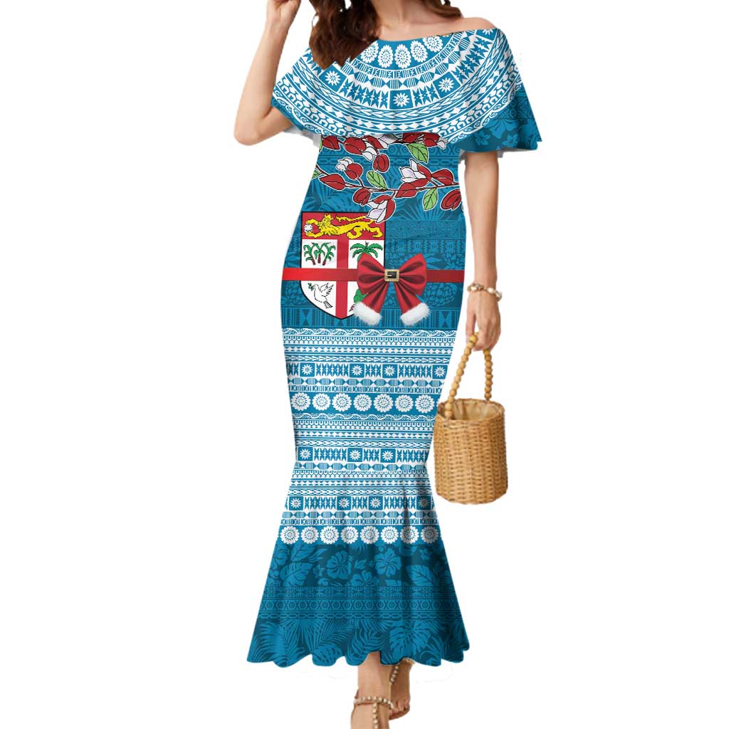 Fijian Tagimoucia Flowers Mermaid Dress Christmas Coquette bow LT9 Women Blue - Polynesian Pride