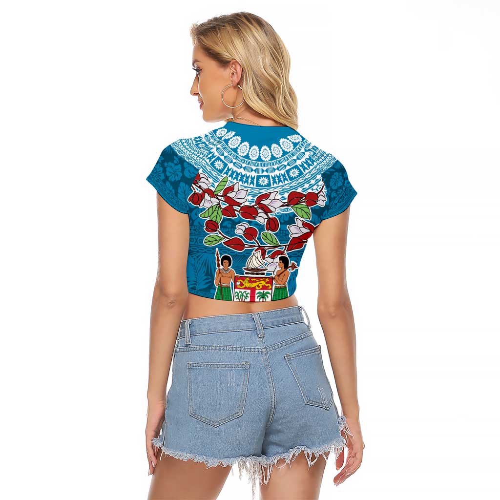 Fijian Tagimoucia Flowers Raglan Cropped T Shirt Christmas Coquette bow LT9 - Polynesian Pride