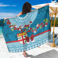 Fijian Tagimoucia Flowers Sarong Christmas Coquette bow LT9 One Size 44 x 66 inches Blue - Polynesian Pride