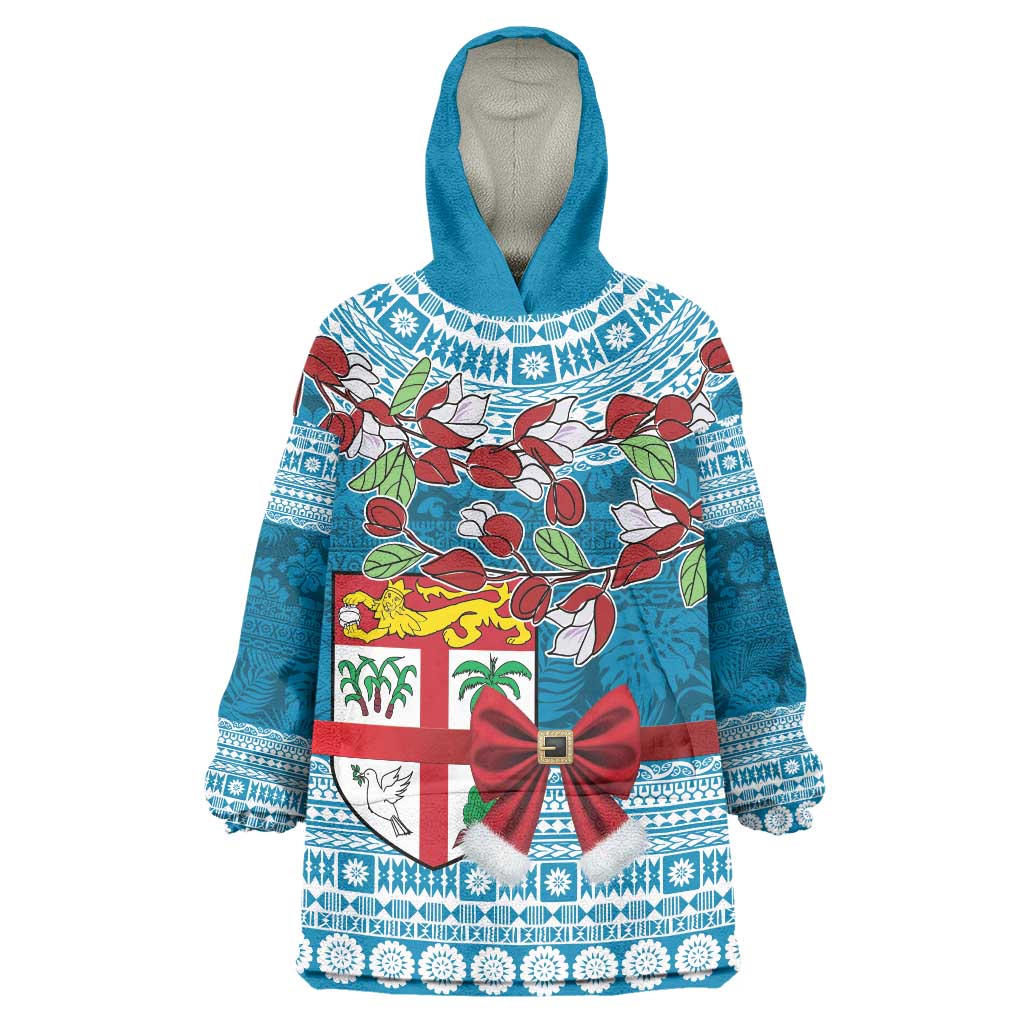 Fijian Tagimoucia Flowers Wearable Blanket Hoodie Christmas Coquette bow LT9 One Size Blue - Polynesian Pride