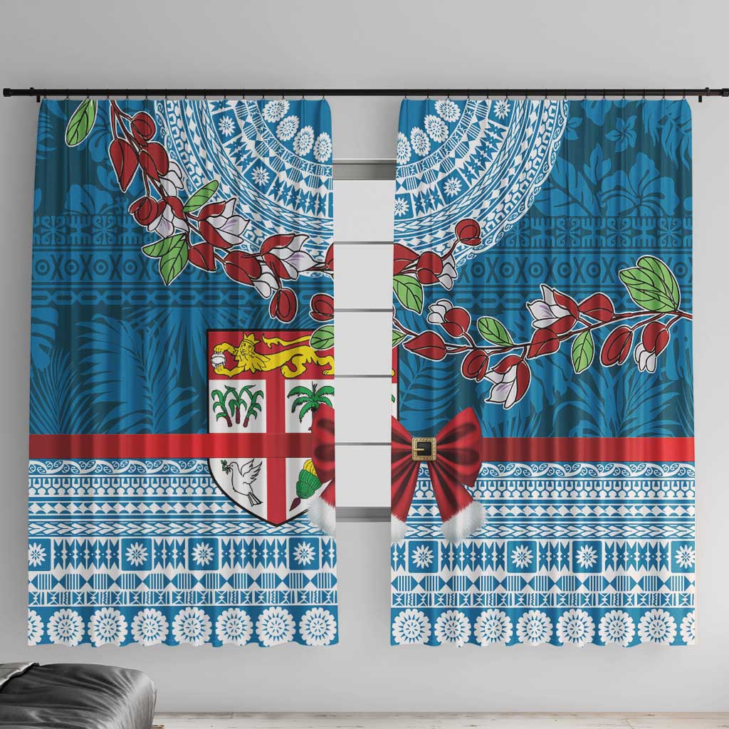 Fijian Tagimoucia Flowers Window Curtain Christmas Coquette bow LT9 With Hooks Blue - Polynesian Pride