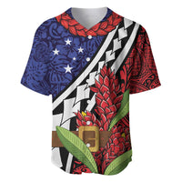 Samoan Ula Fala Flowers Baseball Jersey Christmas Santa Belt LT9 Red - Polynesian Pride