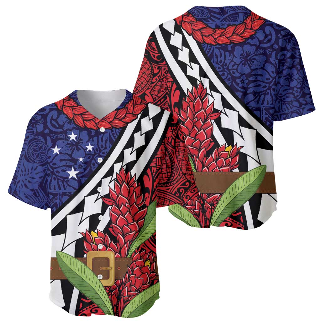 Samoan Ula Fala Flowers Baseball Jersey Christmas Santa Belt LT9 - Polynesian Pride