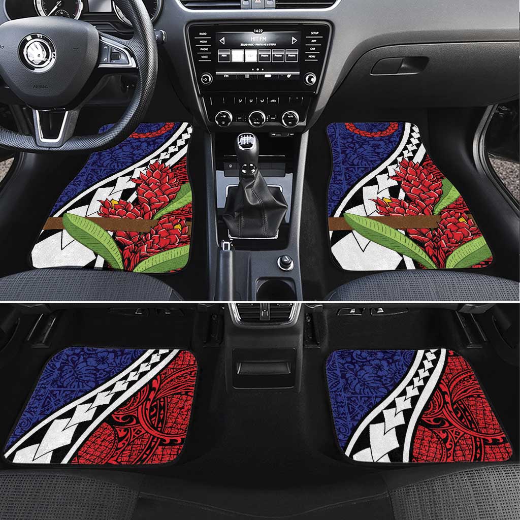 Samoan Ula Fala Flowers Car Mats Christmas Santa Belt LT9 Set 4pcs Red - Polynesian Pride