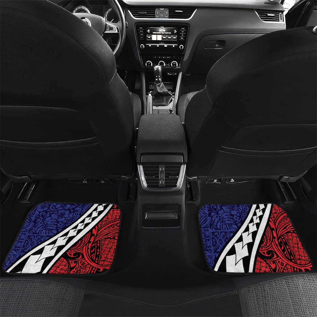 Samoan Ula Fala Flowers Car Mats Christmas Santa Belt LT9 Set 2pcs - Back Red - Polynesian Pride