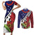 Samoan Ula Fala Flowers Couples Matching Short Sleeve Bodycon Dress and Long Sleeve Button Shirt Christmas Santa Belt