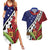 Samoan Ula Fala Flowers Couples Matching Summer Maxi Dress and Hawaiian Shirt Christmas Santa Belt