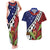 Samoan Ula Fala Flowers Couples Matching Tank Maxi Dress and Hawaiian Shirt Christmas Santa Belt