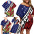 Samoan Ula Fala Flowers Family Matching Off Shoulder Short Dress and Hawaiian Shirt Christmas Santa Belt