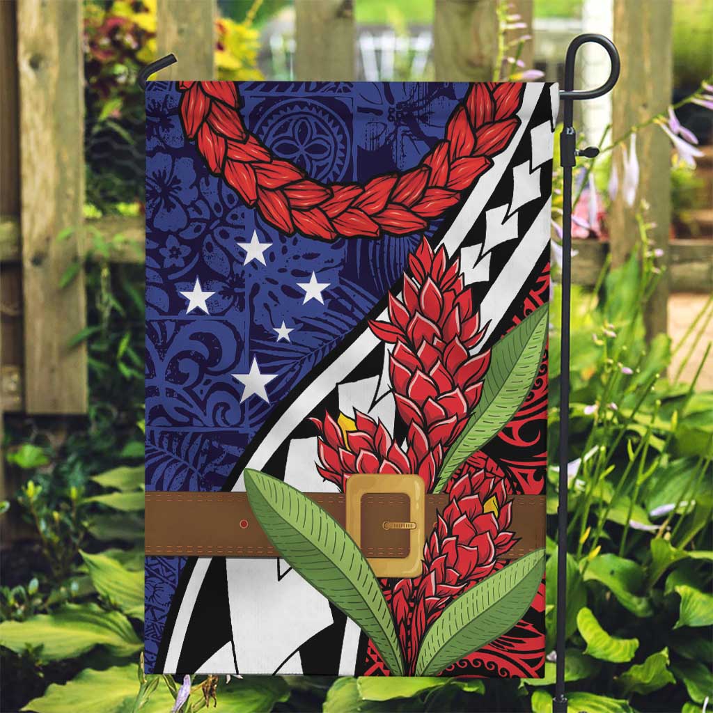 Samoan Ula Fala Flowers Garden Flag Christmas Santa Belt LT9 Garden Flag Red - Polynesian Pride