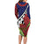 Samoan Ula Fala Flowers Long Sleeve Bodycon Dress Christmas Santa Belt