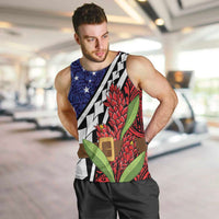 Samoan Ula Fala Flowers Men Tank Top Christmas Santa Belt LT9 Red - Polynesian Pride