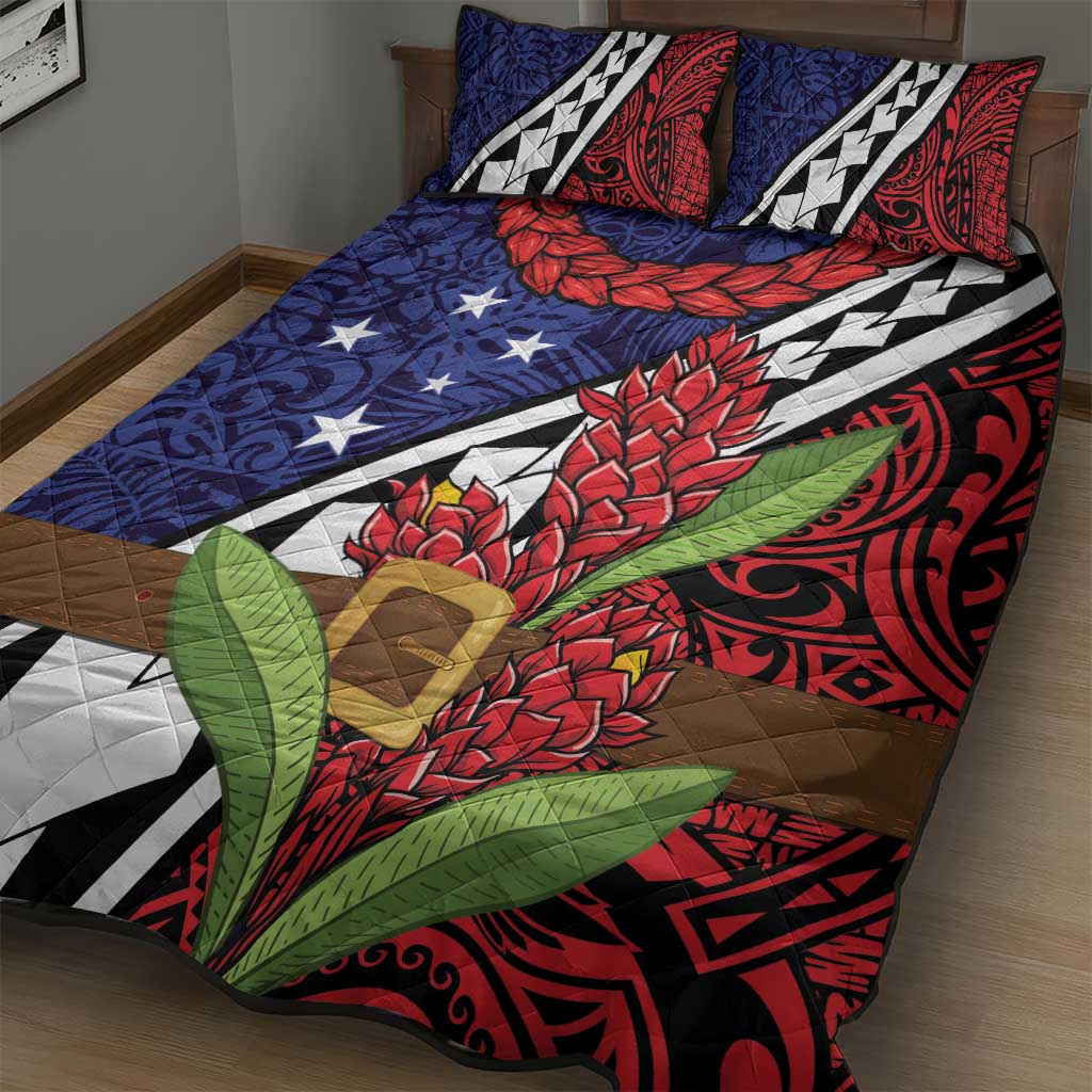Samoan Ula Fala Flowers Quilt Bed Set Christmas Santa Belt LT9 - Polynesian Pride