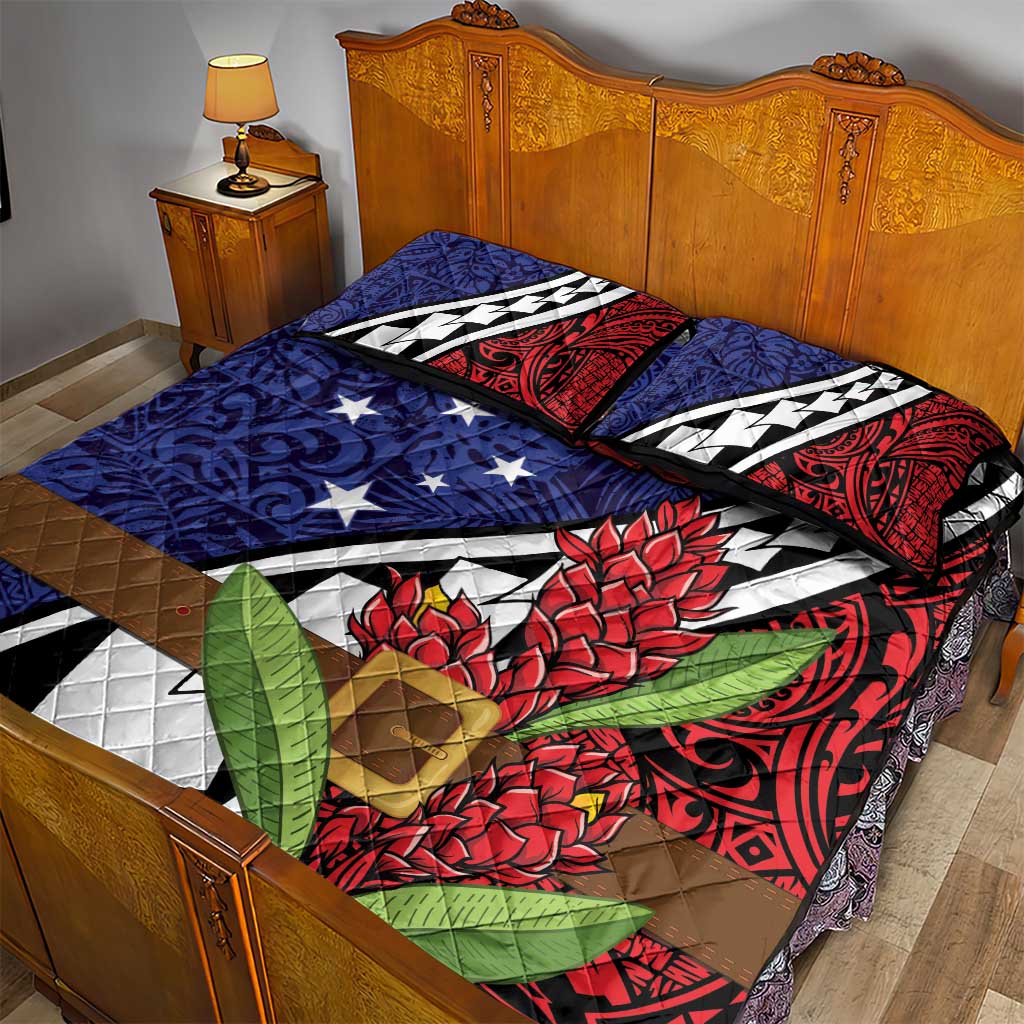Samoan Ula Fala Flowers Quilt Bed Set Christmas Santa Belt LT9 - Polynesian Pride