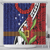 Samoan Ula Fala Flowers Shower Curtain Christmas Santa Belt LT9 - Polynesian Pride