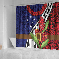 Samoan Ula Fala Flowers Shower Curtain Christmas Santa Belt LT9 - Polynesian Pride