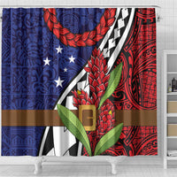 Samoan Ula Fala Flowers Shower Curtain Christmas Santa Belt LT9 - Polynesian Pride