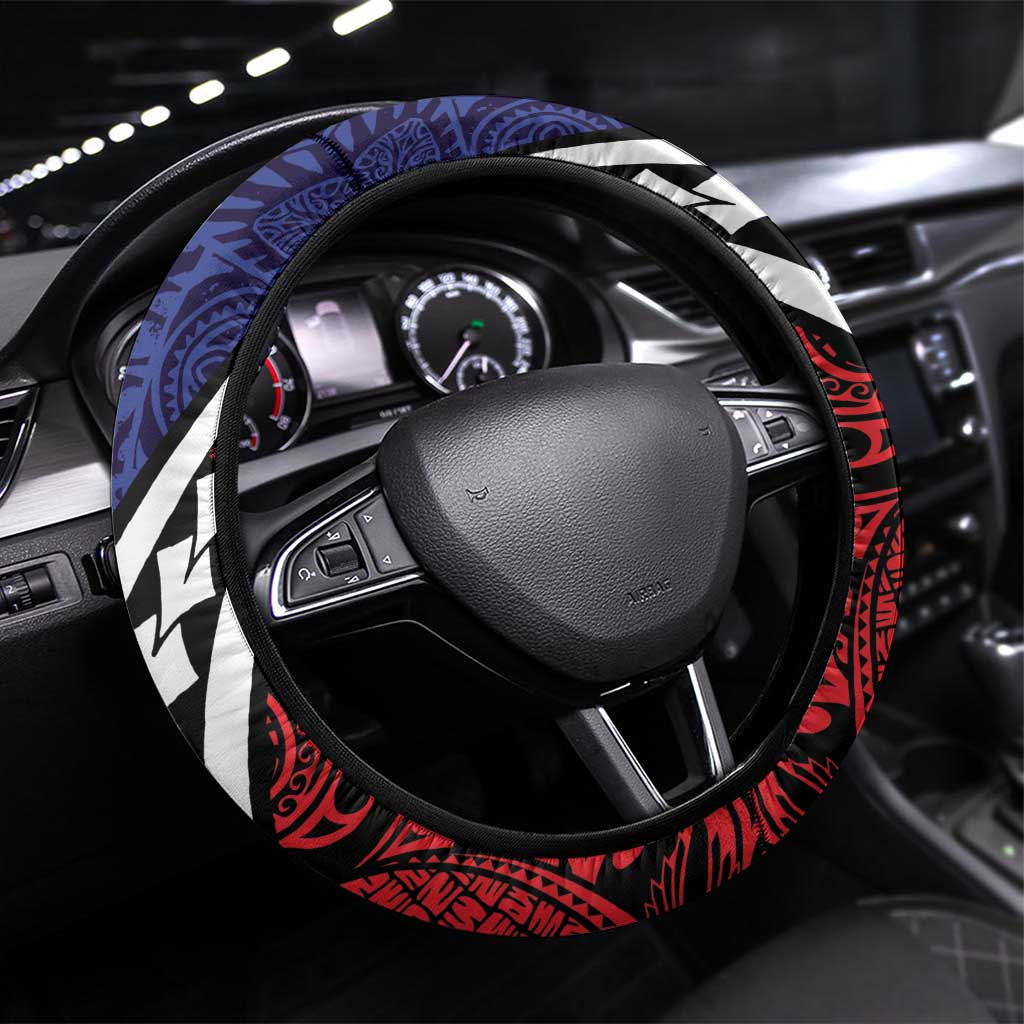 Samoan Ula Fala Flowers Steering Wheel Cover Christmas Santa Belt LT9 Universal Fit Red - Polynesian Pride