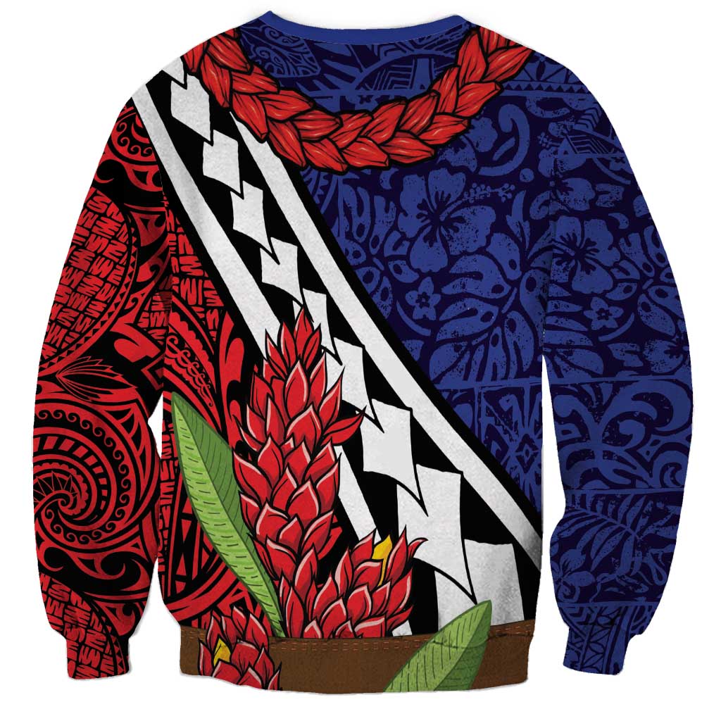 Samoan Ula Fala Flowers Sweatshirt Christmas Santa Belt LT9 - Polynesian Pride