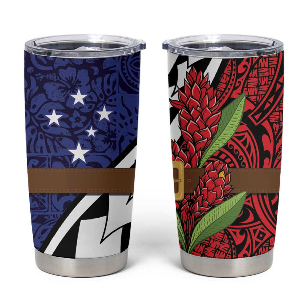 Samoan Ula Fala Flowers Tumbler Cup Christmas Santa Belt LT9 Red - Polynesian Pride